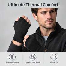 New Autumn/Winter German Velvet Fingerless Gloves, Half-Finger, No-Finger - Black - View 7