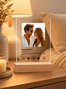 لوحة موسيقية مخصصة، إطار صورة شخصي للأزواج، لوحة موسيقية من الأكريليك، إطار صورة خشبي هدية، مناسبة للصديقة، الصديق، الذكرى السنوية، عيد الميلاد، مع رمز QR - متعدد الألوان - مشاهدة 5