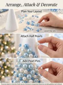 DIY Christmas Beaded Tree Kit, Pearl & Rhinestone Craft Set With Foam Cone Bases, Handmade Holiday Tree Making Supplies For Adults, Sparkling Tabletop Christmas Decor, Party Supplies & Festive Home Decoration - Standard - View 3