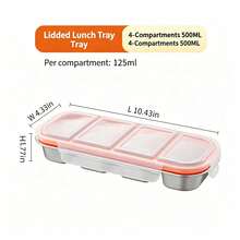 MiLaiWP Refrigerator Fresh-Keeping Box Stainless Steel Snack Storage Box Reusable 3/4 Compartment With Lid Seasoning Box Snack Storage Box Picnic Storage Box Lunch Box Storage Box - Multicolor - View 4