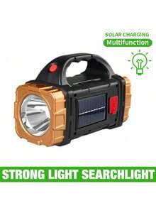HngLngJoe 1pc Rechargeable LED Flashlight 1800 Lumens, Solar Tactical COB Handheld Light, Waterproof, USB Phone Charging, 6 Modes, Emergency Power Function, Portable Outdoor Camping Light, Hiking, Home Maintenance - White Light - View 10