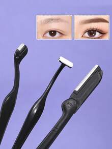 3pcs Eyebrow Trimmer Set, Stainless Steel Blade Precise Eyebrow Shaping, Portable Facial Hair Razor With Protective Cap, Makeup Skincare Tool, Suitable For Beginners - Multicolor - View 6