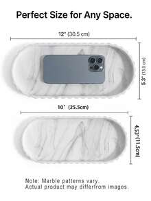 1pc / 2 Pcs White Marble Silicone Organizer Trays, Decorative Vanity Tray Set For Bathroom Counter, Jewelry, Perfume, Makeup And Toiletries - Multicolor - View 14