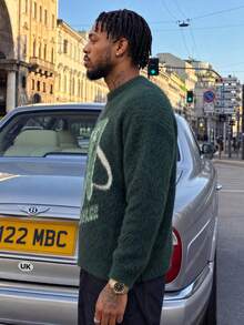 BLACKTOEXIT Men's Crew Neck Loose Fit Casual Commute Street Style Knitted Sweater, Autumn/Winter - Dark Green - View 3