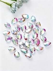 100 Pieces Of 10*14 Teardrop Glass, Colored Glass, Irregular Glass Crystal Rhinestones, DIY Phone Case Accessories, Clothing, Shoe, And Bag Decoration Accessories - One Size Fits All - View 3