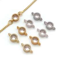 2pcs 18K Gold Plated Round Zirconia Double Loop Connector Charms Crystal Rhinestone Links For DIY Bracelet Necklace Jewelry Making Accessories - Multicolor - View 4