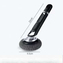 1pc Long Handle Steel Wire Ball Brush, Multi-Function Soap Dispensing Pot Brush, Long Handle Kitchen Cleaning Brush, Replaceable Brush Head, Suitable For Pots, Pans And Bowls Cleaning, Household Kitchen Tool - AA - View 12
