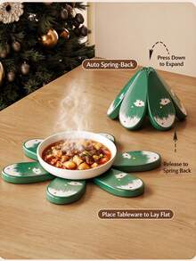 3Pcs/4Pcs/5Pcs Christmas Tree Wooden Coaster Set Snowman Heat Insulated Anti-Scald Foldable Cup Mat, Expandable Xmas Table Trivet Holiday Decor For Home Dining Restaurant, Cute Christmas Gift - Multicolor - View 3