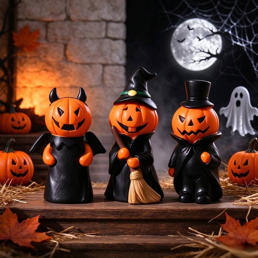 Halloween Pumpkin Man Vintage Atmosphere Home Decor Party Scene Props Gothic Style Holiday Ornament - Multicolor - View 1