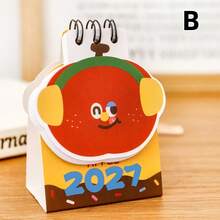 4pcs 2027 Apple Bean Shaped Desk Calendar, Cute Cartoon Mini Desktop Calendar, Student New Year Gift Ornament - Multicolor - View 6