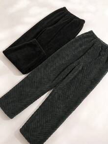 Autumn/Winter Fleece Plus Size Thickened Warm Men's Loungewear Bottoms (Men's Pajama Pants Comfortable Soft Loose Fit) - Multicolor - View 5