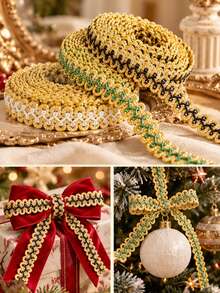 3 Yard Braid Lace Trim, 1/2 Inch Green Gimp Braid Trim Gold Metallic Glitter Woven Braid Lace Trimming Polyester Upholstery Decorative Fabric Ribbon For Sewing Making Home Curtain Decor Costume Crafts AccessoriesBraid Trim - Multi-color - View 10