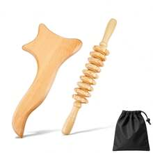 2Pcs Wooden Body Sculpting Tools Kit, Wood Therapy Body Shaping Tools For Women, Home Spa Self Care, Ideal Wellness Gift - Apricot - View 10