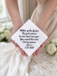 Customized Wedding Handkerchief: Lace Handkerchief With Handwritten Message, Personalized Keepsake Gift For Father, Gift From Bride To Mother, Wedding Commemorative Handkerchief, Gift For Bride Or Groom's Father - Multicolor - View 1