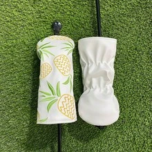 1 buah Sarung Kepala Stik Golf yang Indah dengan Bordir Nanas yang Cerah, Bahan PU, Cocok untuk Driver, Fairway Wood, dan Hybrid, Tahan Gores dan Tahan Debu, Aksesori Golf - Putih - View 6
