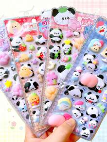 3D Panda Stickers Cute Waterproof Decals Handmade Reward Stickers, Suitable For Scrapbooking, Phone, Tablet Decoration - Multicolor - View 2
