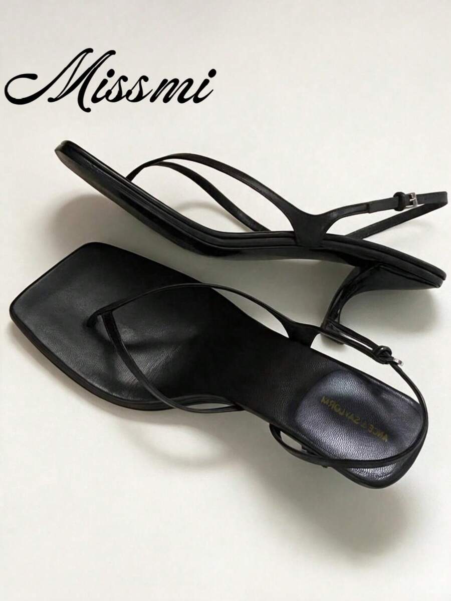 Women's French Style High Heel Sandals, New Summer Thin Heel Flip Flops, Back Strap Flip Flops, Kitten Heel Shoes