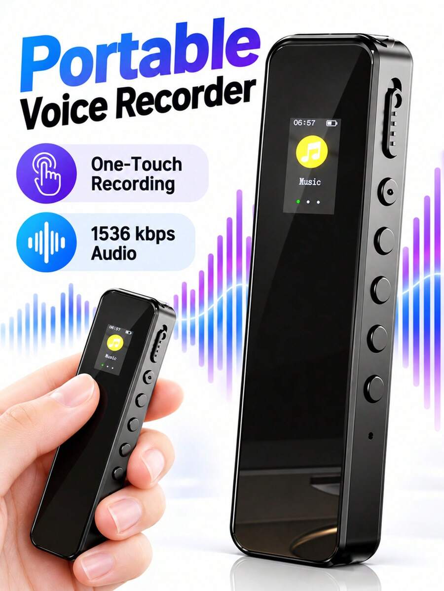 YAIUZGOO Voice Recorder Portable Recording Devices Small Tape Recorder With Playback Digital Voice Recorder Device Dictaphone Voice Recorder With Noise Reduction & HD Sound Quality For Lecture Meeting Class Long Time Record Supports MP3 Music Playback - View 1