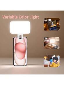 Portable Selfie Fill Light With Clip, Suitable For Mobile Phone Cameras, Video Conferencing Dedicated LED Fill Light, 3 Lighting Modes, Rechargeable, Portable, Suitable For Laptops/Phones/Tablets/Zoom Calls/Makeup, Suitable For Selfies And Live Streaming, Portable Fill Light - A - View 3