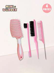 5pcs/4pcs/2pcs Comb Set, Hairbrush Set, 6.8oz/200ml Continuous Fine Mist Spray Bottle, Suitable For Children And Girls Hair, Fun Combs, Rat Tail Comb Edge Comb, Suitable For Children Hairstyling And Hair Stylists - Multicolor - View 4