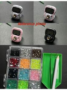 Decorative DIY Finger Counter Set, Electronic Tally Counter With Rhinestone Material Kit, Self-Assembly Handmade Kit, DIY Multiple Styles, Gift For Craft Enthusiasts, Adjustable Wristband, Prayer Counter - Multicolor - View 1