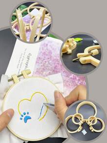 [10件/組]竹風圓形刺繡框，7-20cm 5種尺寸可選，附金屬調節螺絲，可靈活調節張力，適用於十字繡、戳戳繡、歐式刺繡、拼布、布藝牆飾及其他手工藝場景，實用刺繡框套組 - 仿竹圓形繡繃 10個裝 - 查看 11