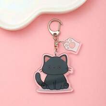 1/9pcs Cartoon Pet Cat Lover Acrylic Car Keychain Cute Backpack Pendant Fun Bag Charm Decoration Holiday Gift - White - View 11