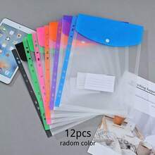 12/6pcs A4 Folders With Buckle, 11-Ring Loose Leaf Pocket, Heavy Duty PP File Organizer Box With Lock, Durable, Suitable For School, Office And Home (Random Color) - Multi-color - View 10