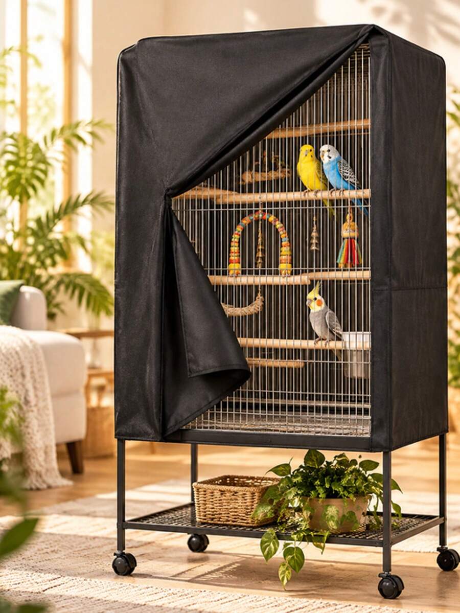 1pc Waterproof UV-Resistant Bird Cage Cover, Durable Washable, Windproof, Suitable For Parrots And Small Pet Birds. Oxford Cloth Bird Cage Cover With Light-Blocking And Breathable Functions. Waterproof Dust-Proof, Pet Bird Cage Night Cover. - View 1