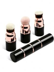 3-In-1 Makeup Brush, Multi-Functional Facial Makeup Tool, Includes Foundation Brush, Blending Brush And Makeup Sponge, Retractable Portable Makeup Brush, Suitable For Foundation, Concealer And Powder, Women's Travel Beauty Tool - Multicolor - View 10