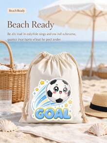 Cartoon Soccer GOAL Drawstring Bag, Fashionable Sports Storage Bag, Portable Outdoor Training Small Cloth Bag, Soccer Theme Gift Bag, Student PE Class Equipment Storage Bag. Fun Q-Version Soccer Print Design, Energetic Style, Drawstring Closure Design For Easy Access, Conveniently Store Shoes, Wristbands, Towels, Small Items - Drawstring Bag - View 7