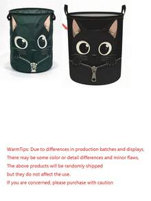 Large Capacity Foldable Cat Laundry Basket With Handle - Cute Tabby Cat Face Storage Bin, Dirty Clothes Organizer, Portable Polyester Storage Bag, Suitable For Bedroom, Dorm, Room - Space-Saving Laundry Basket, Essential Home Helper - Multicolor - View 10