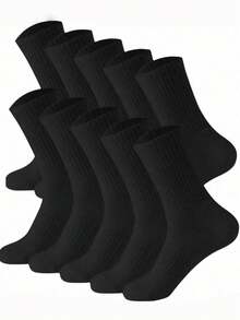 20/10/5/1 Pairs Men's/Women's Solid Color Mid-Calf Socks, Suitable For Daily Wear - Multicolor - View 1