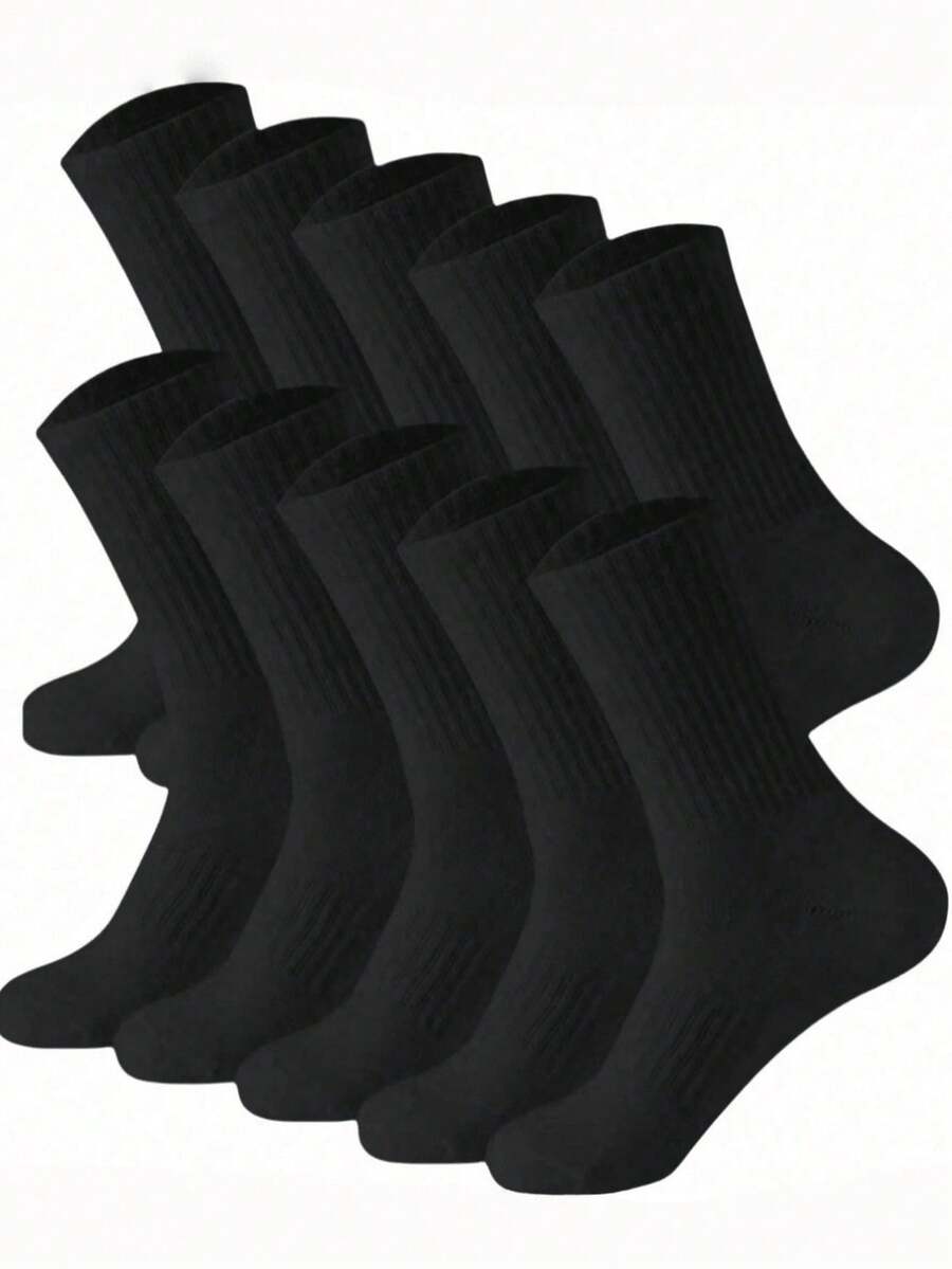 20/10/5/1 Pairs Men's/Women's Solid Color Mid-Calf Socks, Suitable For Daily Wear - Multicolor - View 1