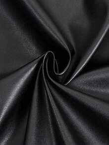 PIN 1 buah Kulit Imitasi Elastis Bertekstur Domba PU, Kain Kulit Butiran Halus Tanpa Cuci, Kulit Imitasi dengan Lapisan Bulu untuk Bahan Kulit DIY - Hitam - View 1