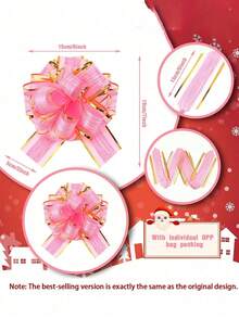 6pcs/1pc - Ribbon Bow Gift Wrapping Ribbon Bow, Large Christmas Ribbon Bow Pink - Reusable Birthday Ribbon Bow For Boxes And Decorations, Gift Wrapping, Wedding Baskets, Birthday Party Gift Boxes And Flower Decorations, Christmas Gift Decorations, Christmas Party Supplies (Pink) - Pink - View 4