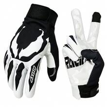 ROXF Unisex Off-Road Motorcycle Gloves, Full Finger Anti-Slip Shock-Absorbing Riding Gloves, Durable Protection, Suitable For Mountain Biking And Off-Road Motorcycles - Black and White - View 3