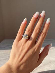 1pc Moissanite Ring, Exquisite 1ct Snowflake Flower Ring, Suitable For Women's Party And Daily Wear - Snowflake Moissanite Ring - 1CT - View 4