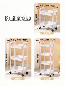 1pc Multi-Functional Storage Rack Trolley, Movable Gap Snack Book Storage Rack, Suitable For Living Room, Kitchen, Bedroom, Bathroom, And Other Home Use - White - View 5