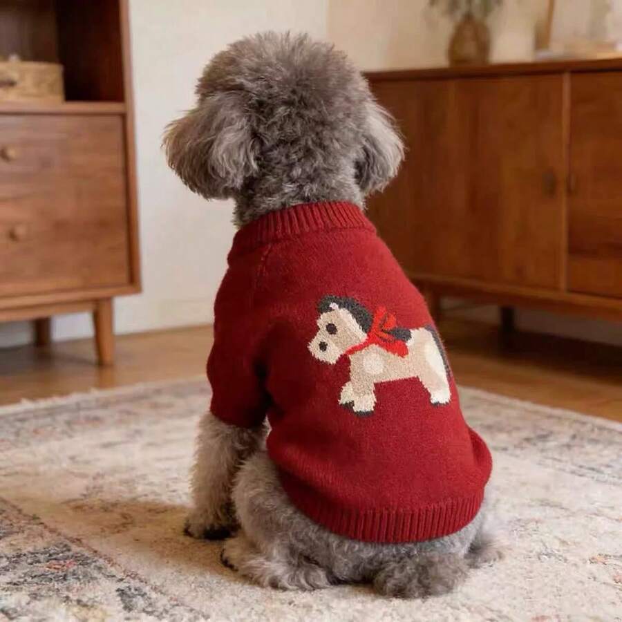 Pet Clothes Autumn/Winter New Fashion Dog & Cat Knitted Pullover Sweater, Suitable For Small And Medium-Sized Dogs - Red - View 1