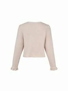 Lace Patchwork Contrast Color Bow Long Sleeve T-Shirt, Versatile Sweet Slimming Women's Top - Pink - View 6