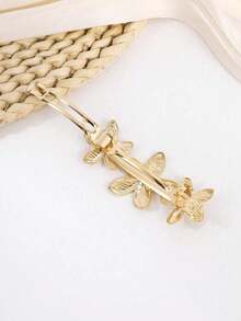 1pc Women's Half-Up Flower Alloy Spring Clip Princess Style Top Clip Horizontal Hair Clip Hair Accessory Daily Holiday Gift Hair Decoration - Gold - View 4