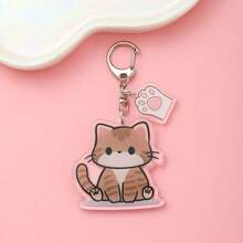1/9pcs Cartoon Pet Cat Lover Acrylic Car Keychain Cute Backpack Pendant Fun Bag Charm Decoration Holiday Gift - White - View 2