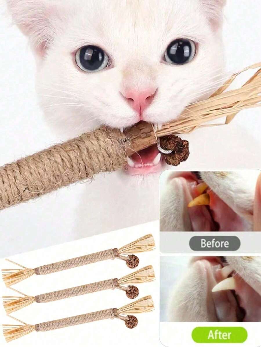 6/5/3/2/1pcs Cat Chew Sticks Cat Toys Cat Teeth Cleaning Toys - Multicolor - View 1