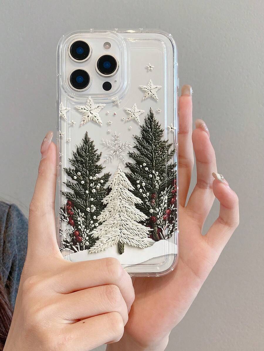 1 ốp lưng điện thoại chống rơi đệm khí đục lỗ họa tiết ngôi sao cây thông Noel sáng tạo thời trang cá tính, vỏ bảo vệ tương thích với Samsung/Apple 18pro/18pm/17/16/15/14/13/12/11Pro Max/12Pro/14Plus và các mẫu điện thoại khác - Nhiều màu - Xem 1