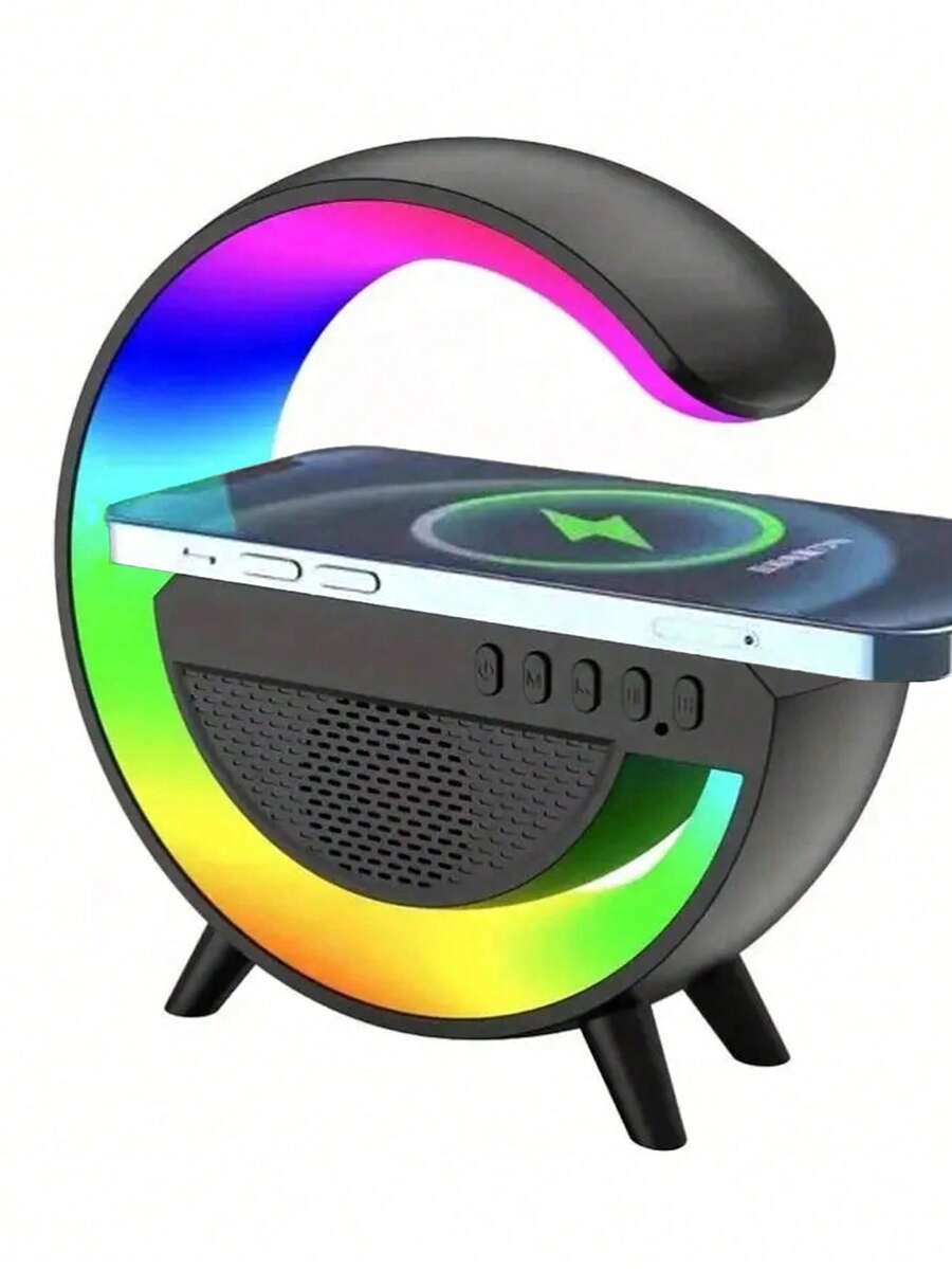 ZL202230590372X 無線充電器 + 氛圍燈 + 藍牙喇叭 3合1 藍牙喇叭，多色 LED RGB 氛圍夜燈，支援記憶卡槽、USB 隨身碟、收音機等多功能，適用於各種場景