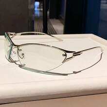 1pc Y2K Rimless Cut-Edge Silver Cat Eye Women's Fashion Glasses Summer Vacation Travel Beach Accessory Street Style Glasses - Mercury - View 16