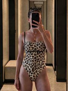 新款辣妹夏季條紋高彈力休閒海灘度假約會派對女款一件式細肩帶泳衣 - 彩色 - 查看 1