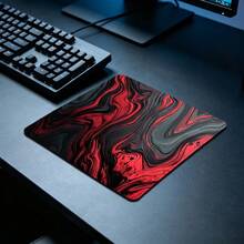 Alas Mouse Swirl Fluid Merah Hitam Tekstur Alas Meja Ukuran XL Aksesori Meja Kantor Aneka Warna Anti Selip Tepi Jahit Alas Komputer untuk Meja 35,4x15,7 Inci Alas Karet Alas Keyboard Laptop untuk Kantor Rumah & Gamer - View 5