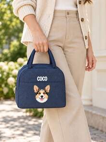 Tas Bekal/Kotak Bekal Makan Siang dengan Foto & Nama Hewan Peliharaan yang Dipersonalisasi, Kotak Bekal Makan Siang Corduroy Kustom (Dapat Diukir), Cocok untuk Kerja, Perjalanan, dan Sekolah, Sempurna sebagai Tas Bekal Makan Siang - MultiWarna - View 5